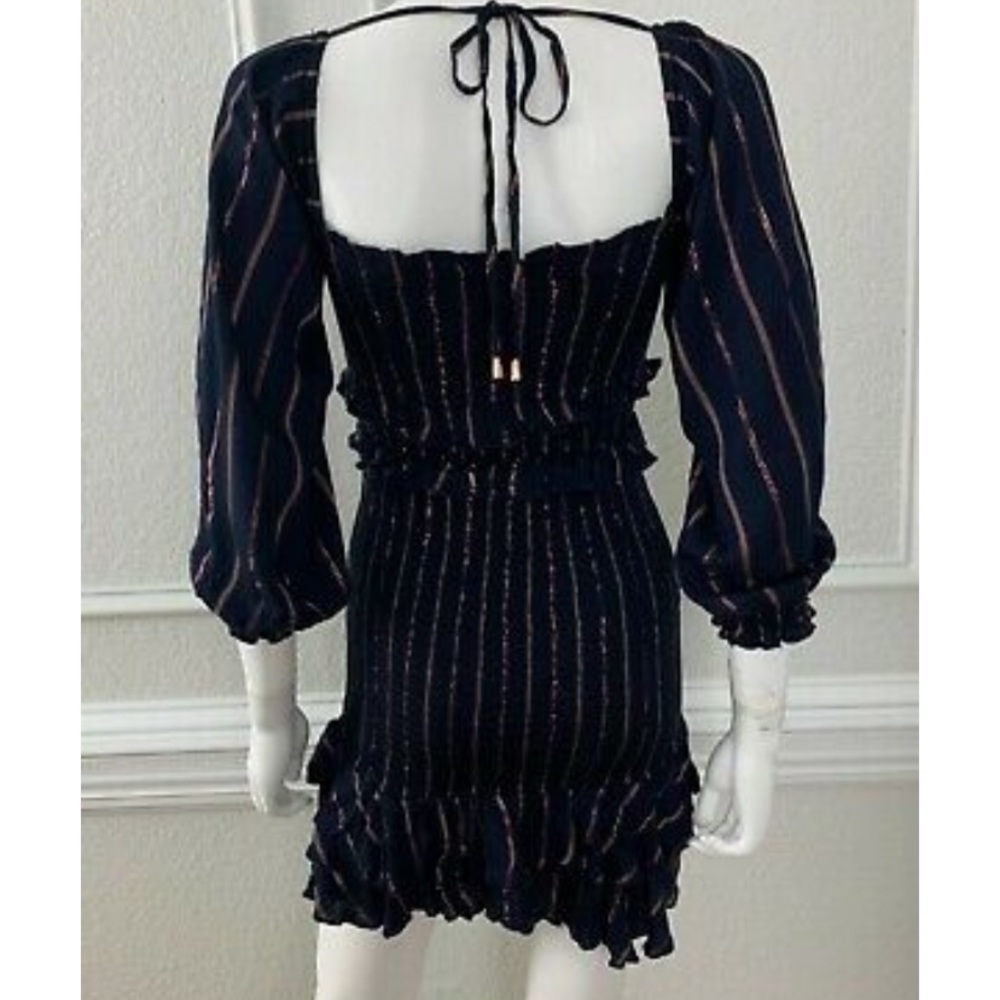 Vintage Havana Navy BlueSmockedMiniDressSize Small - Picture 3 of 4